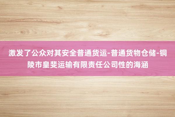 激发了公众对其安全普通货运-普通货物仓储-铜陵市皇斐运输有限责任公司性的海涵