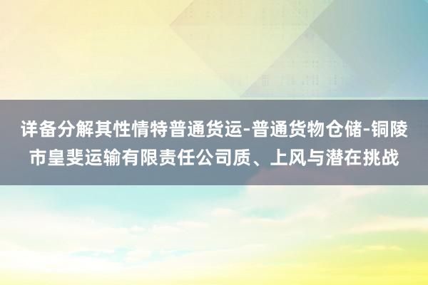 详备分解其性情特普通货运-普通货物仓储-铜陵市皇斐运输有限责任公司质、上风与潜在挑战